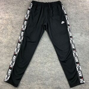 Nike Mens M Black Athletic Track Pants Joggers Just Do It Logo Tape
